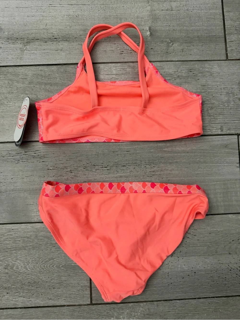 wonder nation Coral Pink Girls Two-Piece Swimsuit